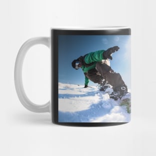 Snowboard freerider in the mountains Mug